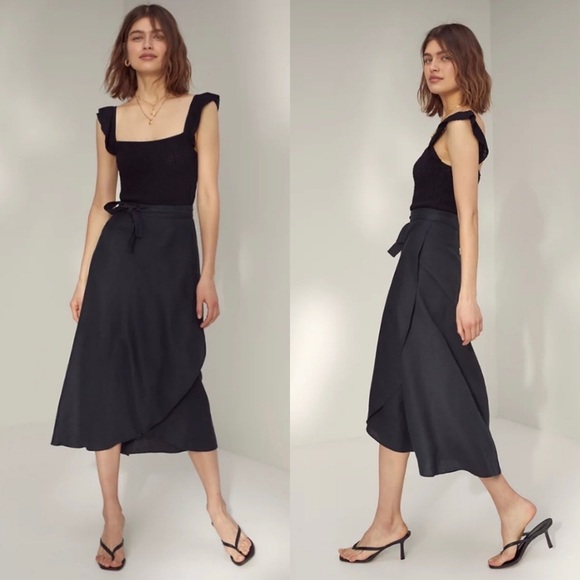 Rare* Linen Aritiza Wilfred Eleta Wrap Skirt 
Sz M - Picture 3 of 13